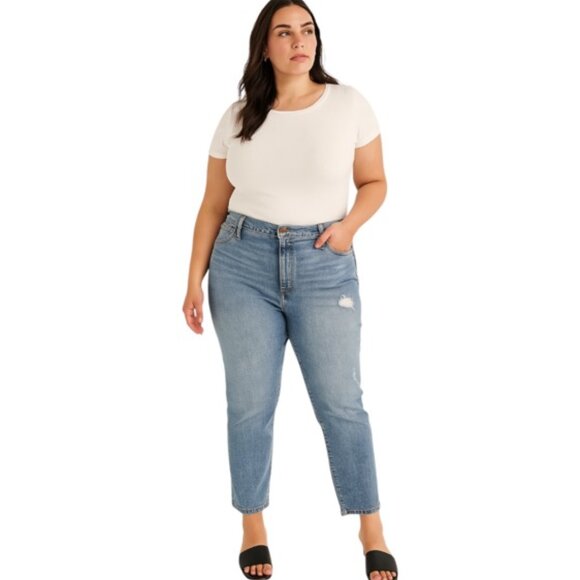 Madewell 37 Tall High Rise Stovepipe Distressed Jeans NEW WITH TAGS - Picture 1 of 8